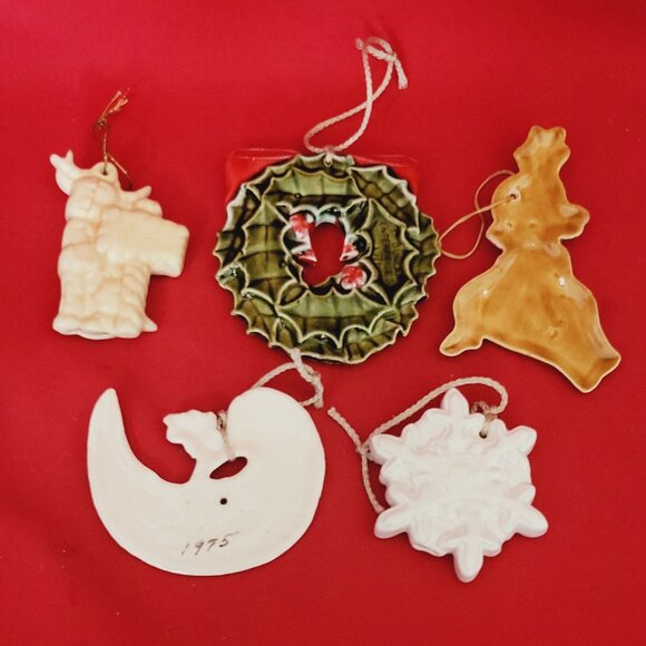 Vintage Ceramic Christmas Ornament Lot of 5 - Picture 3 of 11